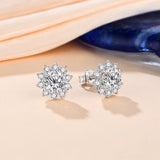 Snowflake Stud Earrings 925 Sterling Silver Jewelry 6.5Mm 1.0 Carat Diamond Moissanite Earrings for Women Wedding Gift