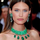 NEW Luxury Green Waterdrop African Earring for Women Wedding Party Indian Dubai Bridal Jewelry Boucle D'Oreille Femme Gift