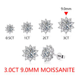 Snowflake Stud Earrings 925 Sterling Silver Jewelry 6.5Mm 1.0 Carat Diamond Moissanite Earrings for Women Wedding Gift