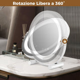 Specchio Da Toeletta Con Luci Luminosità Regolabile Controllo Tattile Intelligente, Specchio Rotondo Da 30Cm Bianco