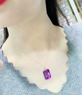 18K Gold Natural Amethyst Pendant Necklace Is a New Gift for Classic Women Luxury Jewelry Designers