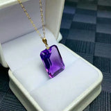 18K Gold Natural Amethyst Pendant Necklace Is a New Gift for Classic Women Luxury Jewelry Designers
