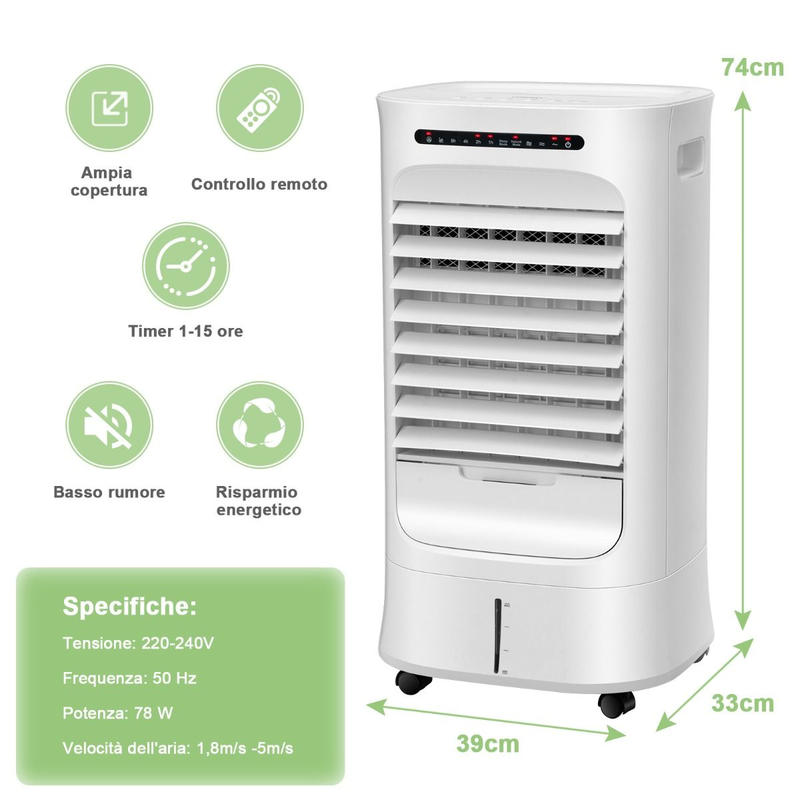 Condizionatore 3 in 1 Con Ventilatore E Umidificatore, Condizionatore Portatile Con 3 Modalità E Telecomando Bianco