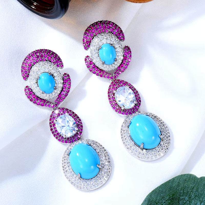 NEW Luxury Green Waterdrop African Earring for Women Wedding Party Indian Dubai Bridal Jewelry Boucle D'Oreille Femme Gift