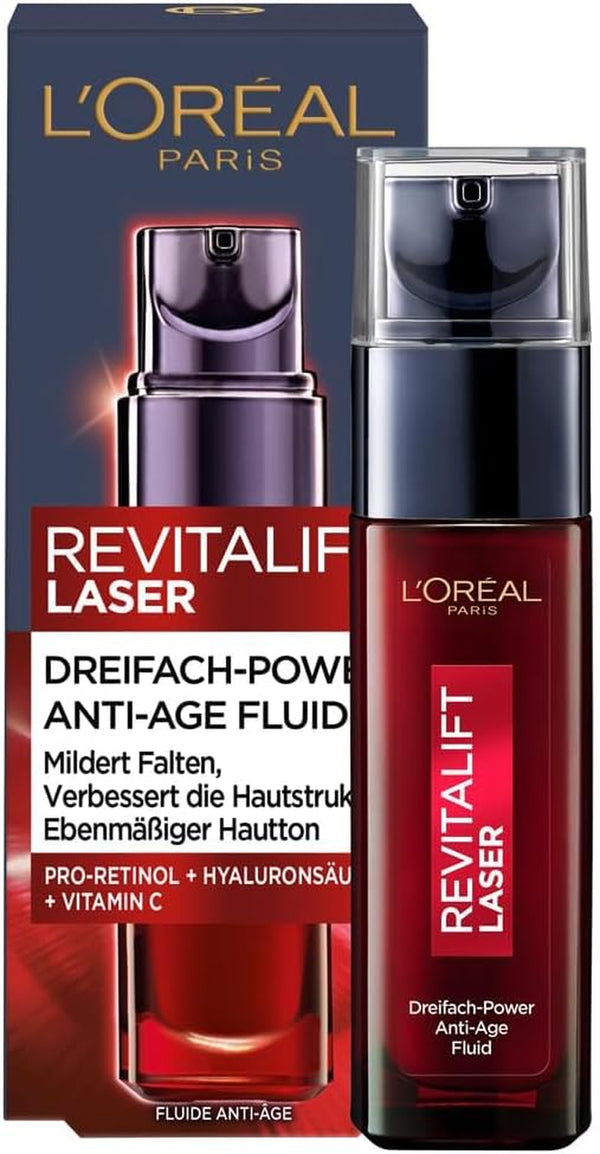 Siero Revitalift Laser, Trattamento anti Età per La Cura Del Viso a Tripla Azione, Con Acido Ialuronico, 30 Ml