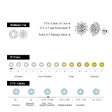 Snowflake Stud Earrings 925 Sterling Silver Jewelry 6.5Mm 1.0 Carat Diamond Moissanite Earrings for Women Wedding Gift
