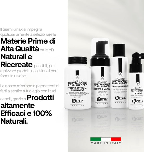 Healing Hair Transplant Post Surgery Kit - Shampoo Post Trapianto Capelli, Schiuma Dopo Trapianto Capelli, Olio Idratante Capelli, Integratore Capelli