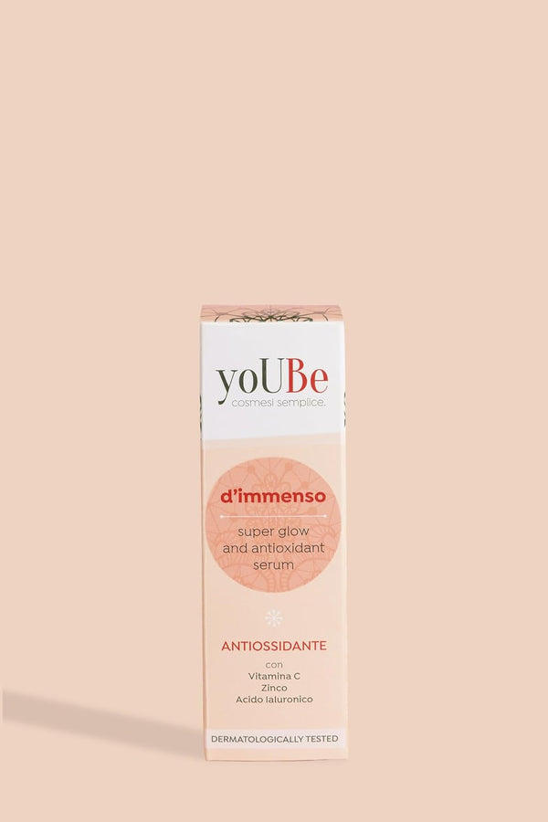 Siero Viso Antiossidante E Illuminante Super Glow and Antioxidant Serum - D'Immenso - Con Vitamina C, Zinco E Acido Ialuronico Dermatologicamente E Clinicamente Testato - Made in Italy 30 Ml