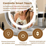 Specchio Da Toeletta Con Luci Luminosità Regolabile Controllo Tattile Intelligente, Specchio Rotondo Da 30Cm Bianco