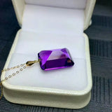 18K Gold Natural Amethyst Pendant Necklace Is a New Gift for Classic Women Luxury Jewelry Designers