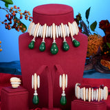 NEW Luxury Green Waterdrop African Earring for Women Wedding Party Indian Dubai Bridal Jewelry Boucle D'Oreille Femme Gift